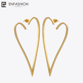 Big Heart Long Drop Earrings